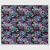 ブラックライトネオングロークリスマスキャンドルクラスター ラッピングペーパー (フラット)