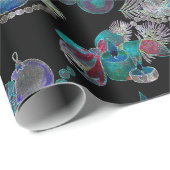 ブラックライトネオングロークリスマスキャンドルパターン ラッピングペーパー (ロールコーナー)