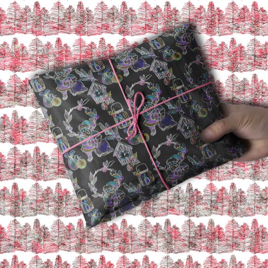 ブラックライトネオングロークリスマスサンタクロースクラスター 薄葉紙