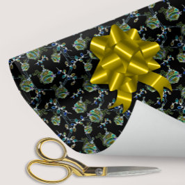 ブラックライトネオングロークリスマスストリングライトオーナメント ラッピングペーパー