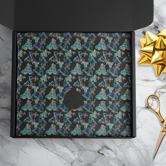 ブラックライトネオングロークリスマススノーフレーク車ベル 薄葉紙