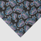 ブラックライトネオングロークリスマスハートと星 薄葉紙 (詳細)