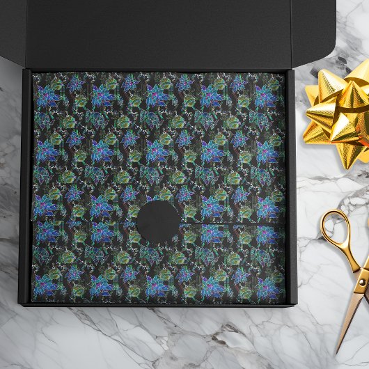 ブラックライトネオングロークリスマスポインセチアオーナメント 薄葉紙