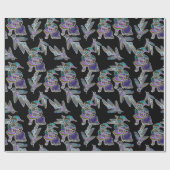 ブラックライトネオンサンタクロースのクリスマスパターン ラッピングペーパー (フラット)