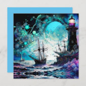 ブラックライトハウスと帆船の荒海 (正面/裏面)