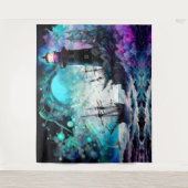 ブラックライトハウスと帆船の荒海 タペストリー (正面)