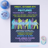 ブラックライトパーティーのフライヤー招待状のお知らせ チラシ (シングル)