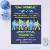 ブラックライトパーティーフライヤー招待状のお知らせ チラシ (シングル)