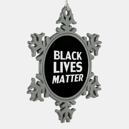 ブラックライフズマター白黒モダンタイポグラフィ スノーフレークピューターオーナメント (左)
