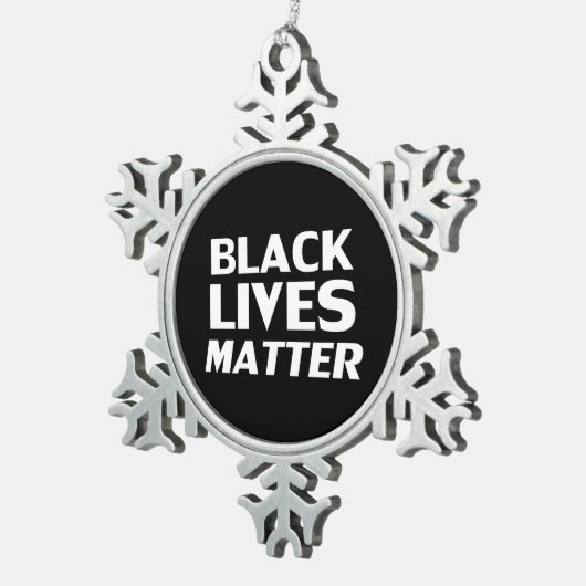 ブラックライフズマター白黒モダンタイポグラフィ スノーフレークピューターオーナメント (右)