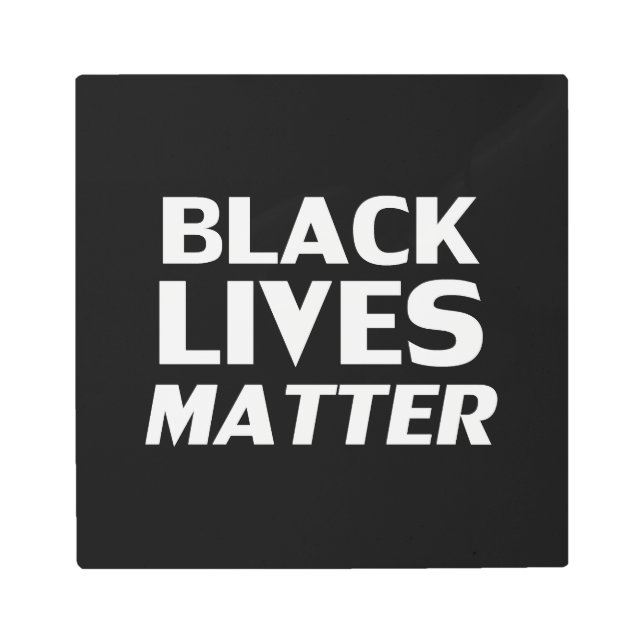 ブラックライフズマター白黒モダンタイポグラフィ メタルプリント (正面)