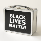 ブラックライフズマター白黒モダンタイポグラフィ メタルランチボックス (正面)