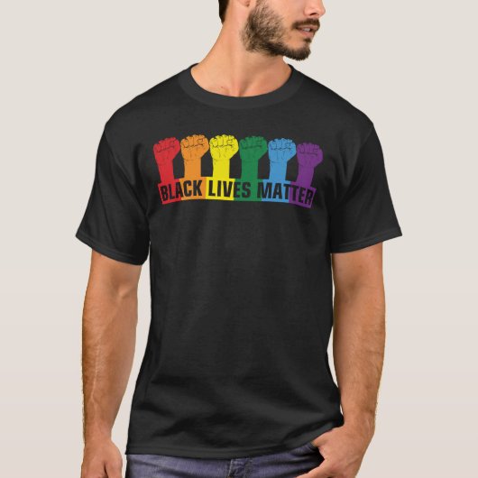 ブラックライフズマター – BLM Rainbow Tシャツ (正面)