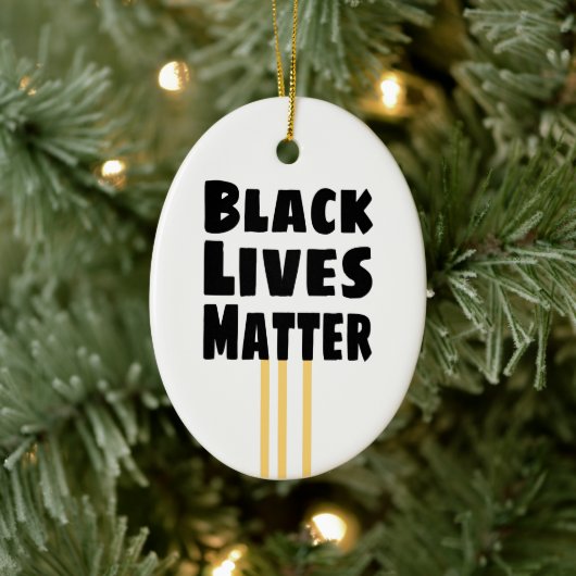 ブラックライフズマターBLM 3黄ストライプ色 セラミックオーナメント (ツリー)