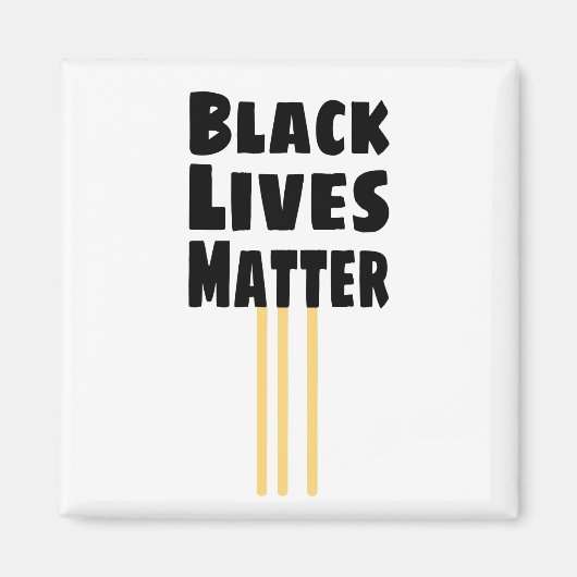 ブラックライフズマターBLM 3黄ストライプ色 マグネット (正面)