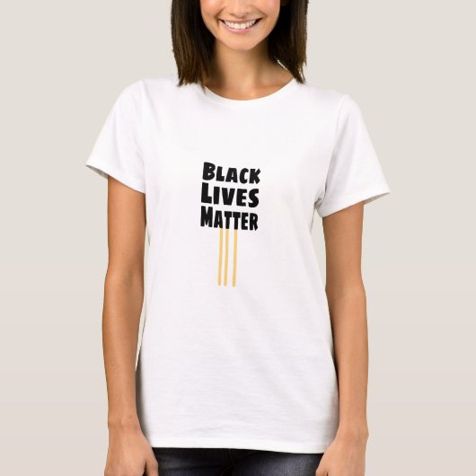 ブラックライフズマターBLM 3黄ストライプ色 Tシャツ (正面)