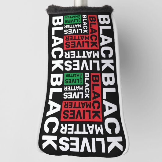 ブラックライフズマテシンプルント赤グリーンタイポグラフィ ゴルフヘッドカバー (回転90)