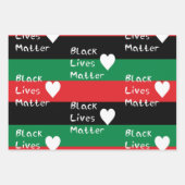 ブラックライフマターパンアフリカ国旗の白ハート ラッピングペーパーシート (正面)