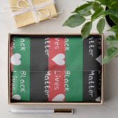 ブラックライフマターパンアフリカ国旗の白ハート 薄葉紙 (ギフト)