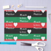 ブラックライフマターパンアフリカ国旗の白ハート 薄葉紙 (クラフト)