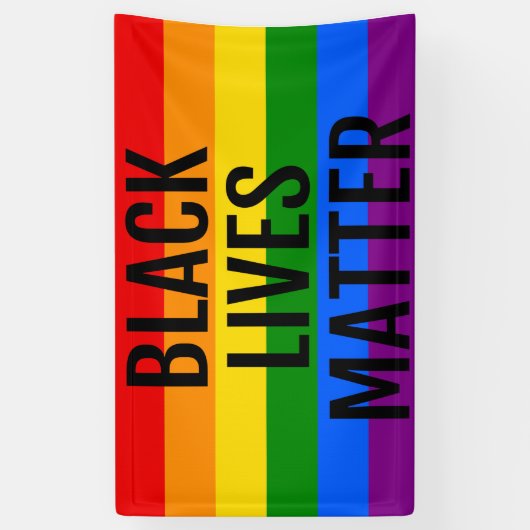 ブラックライフ問題LGBTレインボー旗 横断幕 (縦)