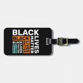 ブラックライブズマターシンプルオレンジブルータイポグラフィ ラゲッジタグ (正面横)