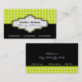 ブラックライムグリーン白水玉模様インテリア 名刺 (正面/裏面)