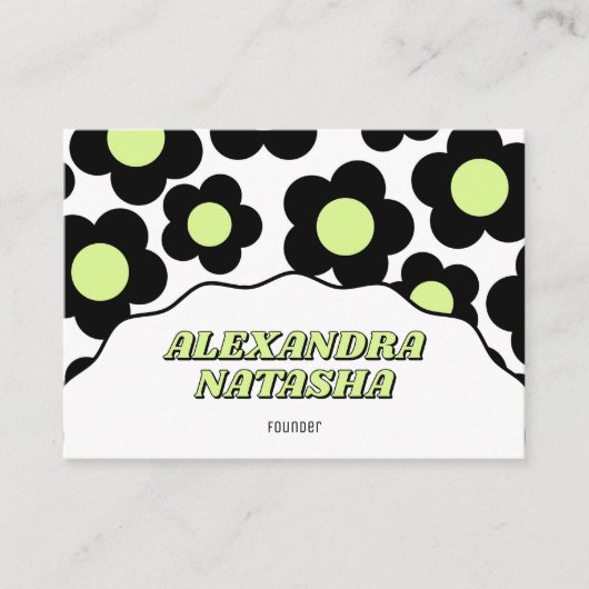 ブラックライムグリーンY2K花手作り衣類 名刺 (正面)