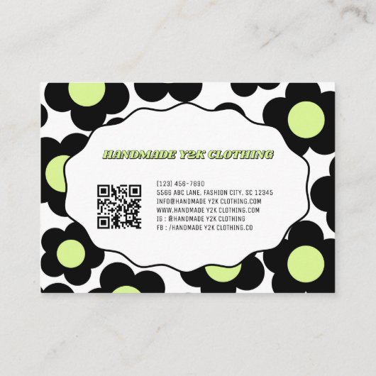 ブラックライムグリーンY2K花手作り衣類 名刺 (裏面)