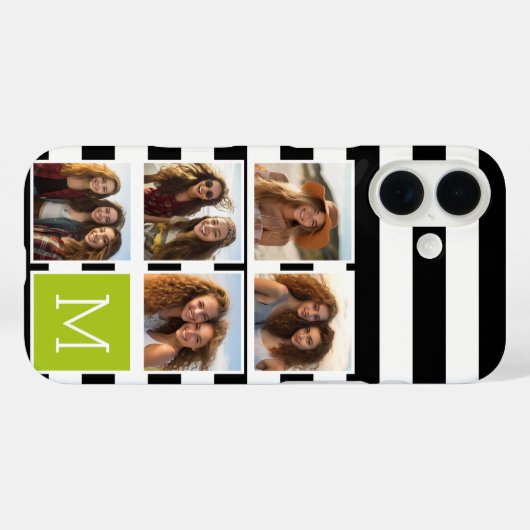 ブラックライムストライプのフォトコラージモノグラム Case-Mate iPhoneケース (裏面 (横))