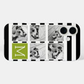 ブラックライムストライプのフォトコラージュカスタムモノグラム Case-Mate iPhoneケース (裏面 (横))