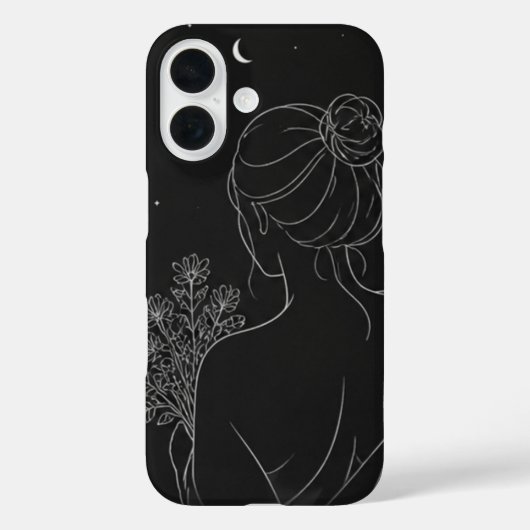 ブラックラインアートのiPhoneケース 美少女デザイン Case-Mate iPhoneケース (裏面)