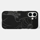 ブラックラインアートのiPhoneケース 美少女デザイン Case-Mate iPhoneケース (裏面 (横))