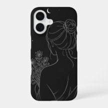ブラックラインアートのiPhoneケース 美少女デザイン