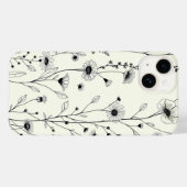 ブラックラインアートフラワーホワイトiPhoneケース Case-Mate iPhoneケース (裏面 (横))