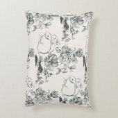 ブラックラインアートラビットアンドフラワーアジアスタイル アクセントクッション (裏面(縦))