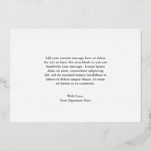 ブラックラインアート結婚フローラサンキューカード 箔招待状 (裏面)