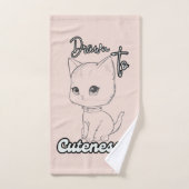 ブラックラインスケッチのスウィートキットン バスタオルセット (ハンドタオル)