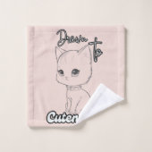 ブラックラインスケッチのスウィートキットン バスタオルセット (ウォッシュタオル)