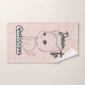 ブラックラインスケッチのスウィートキットン バスタオルセット (ハンドタオル)