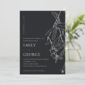 ブラックラインスケッチフローラ我々は結び目招待状 サンキューカード (スタンド正面)