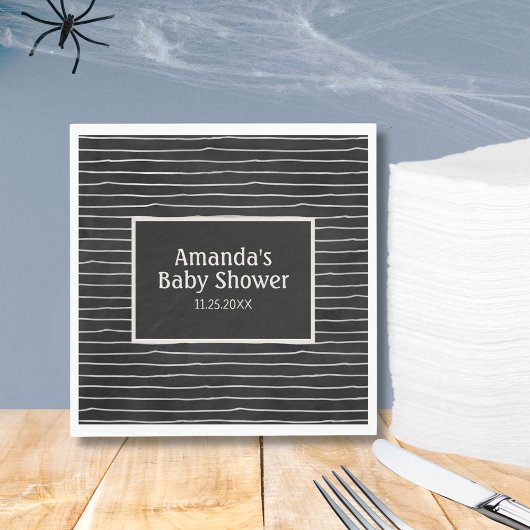 ブラックラインハロウィーンベビーシャワー スタンダードランチョンナプキン