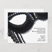 ブラックラインフェイクストーンマスクハロウィーン招待状 招待状 (正面/裏面)