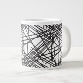 ブラックラインメッシュエフェクトデザイン ジャンボコーヒーマグカップ (正面右)