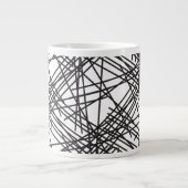 ブラックラインメッシュエフェクトデザイン ジャンボコーヒーマグカップ (正面)