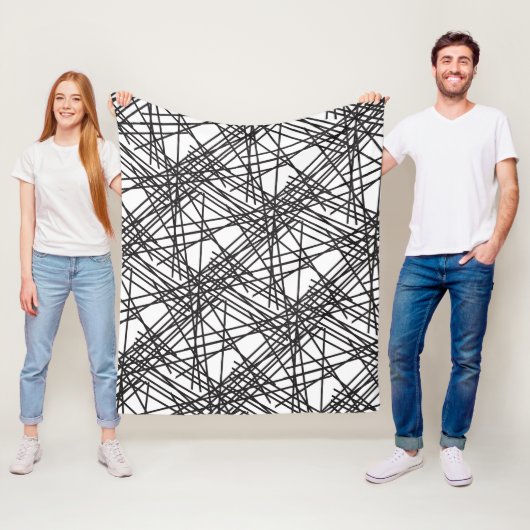 ブラックラインメッシュエフェクトデザイン フリースブランケット (インサイチュ)