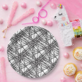 ブラックラインメッシュエフェクトデザイン ペーパープレート (パーティー)