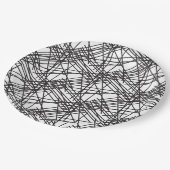 ブラックラインメッシュエフェクトデザイン ペーパープレート (アングル)