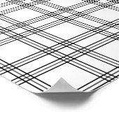 ブラックライン付きホワイトプレイドタータンチェック ポスター (角)