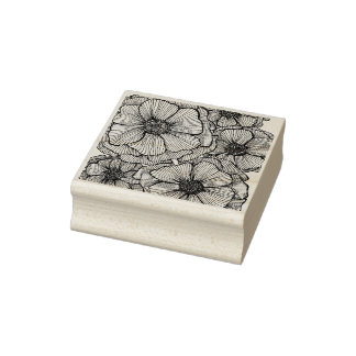 ブラックライン花ゴムスタンプ ラバースタンプ